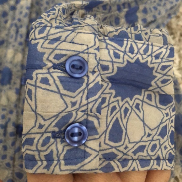 Blue/white, long sleeve, button down, crash look blouse, ZERO, Eur38/Us8, - Picture 3 of 11